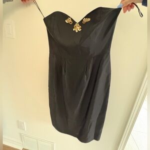 Black Strapless Top with Gold Sequin Embellishments
